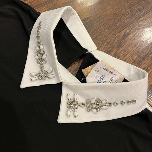 Beautiful blouse with gem detail on collar. Sheer with rayon material. - Picture 4 of 5